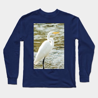 Egret in a Stream Photograph Long Sleeve T-Shirt